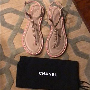 Brand new Chanel light brown/pink thong shoes!!!